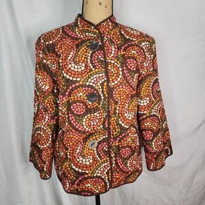 RUBY RD Size 16‎ Fall Color Tones Stand Up Collar Lightweight Quilted Jacket